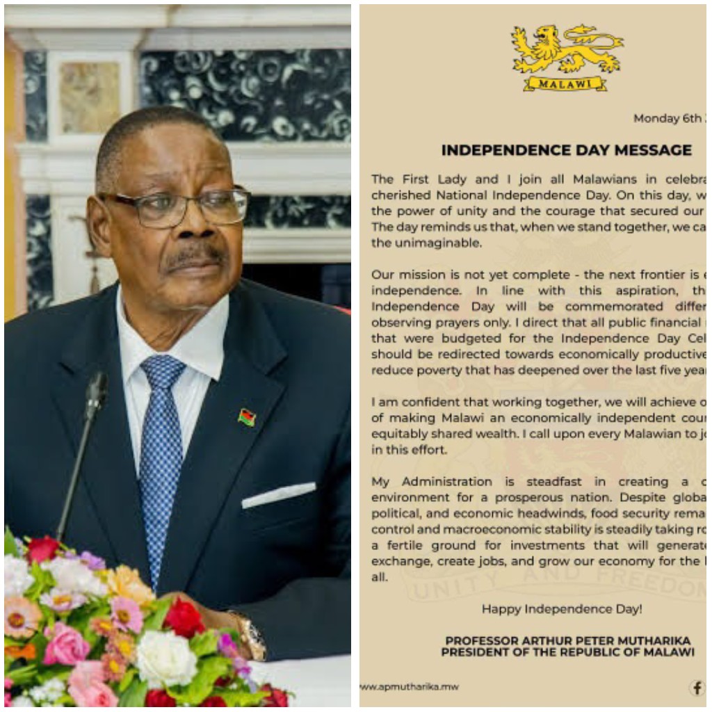 Mutharika directs independence celebrations funds towards productive sectors development