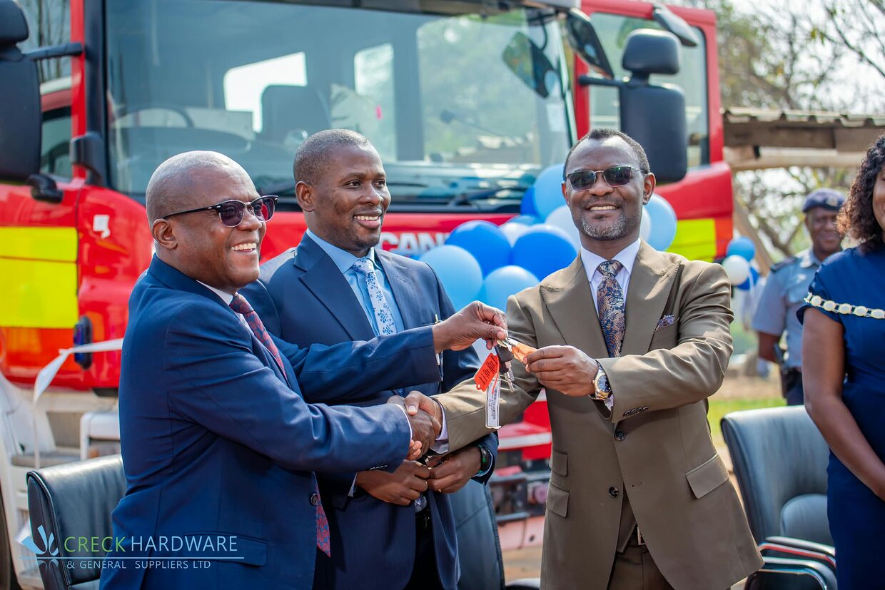 Apostle Kawinga’ Creck Hardware aids Local Govt with two firefighting trucks